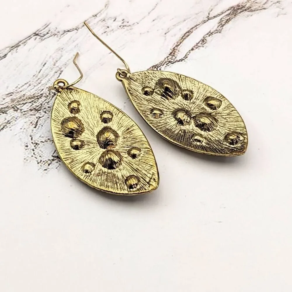 Clear Gold Dangle Earrings with Stones - Picture 4 of 4